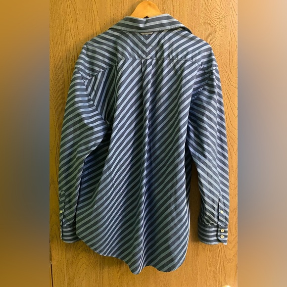 Tommy Hilfiger Mens Extra Large Long Sleeve Blue Button Up Striped Casual Shirt - Picture 5 of 5